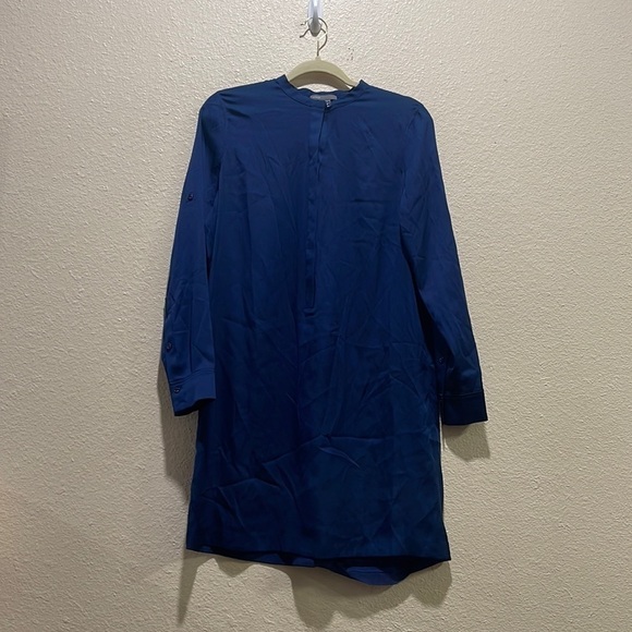 VINCE BLUE SILK BLEND LONG SHORT SLEEVE DRESS SIZE 4 - Picture 1 of 8